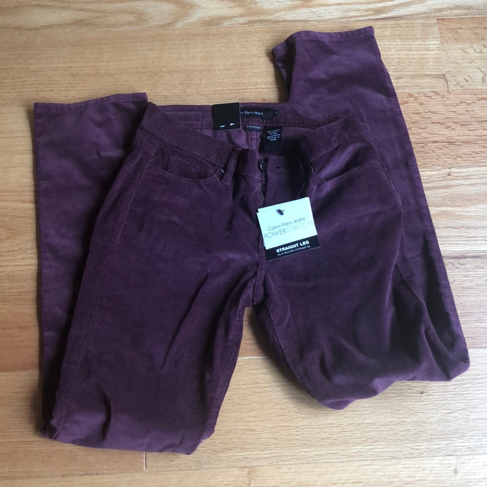 Calvin Clein purple corduroy pants 2P NWT